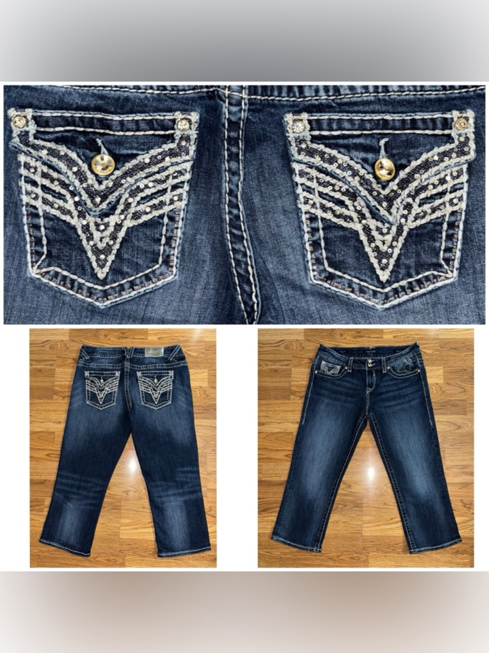 Vigoss The New York Capri Women’s Size 11/12 Diamond Studs Sequins Metallic